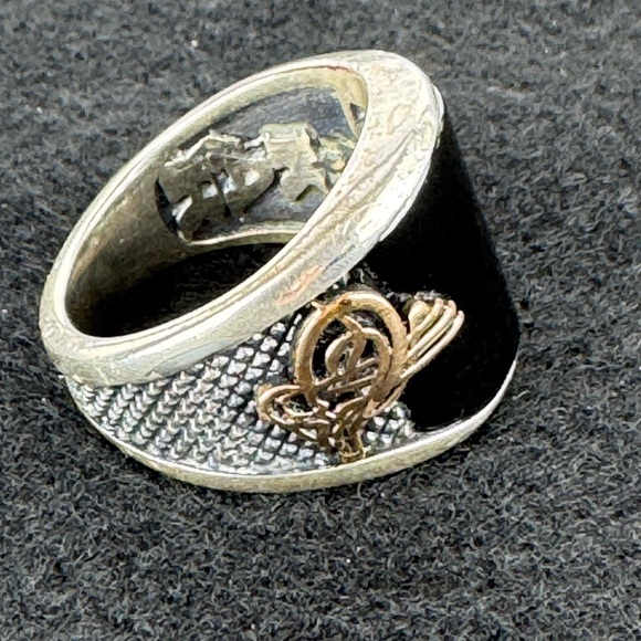 KAR Handmade 925 Sterling Silver Black Onyx Coat of Arms Ottoman size 9 - Picture 6 of 8